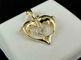 1.75CT Round Cut Diamond 14k Yellow Gold Over Ladies Dolphin Love Heart Pendant - £82.16 GBP