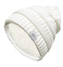 Fear0 Extreme Warm Wool Insulated White Chunky Cable Knit Pom Pom Skulli... - £6.12 GBP