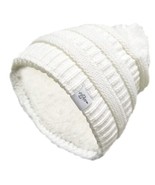 Fear0 Extreme Warm Wool Insulated White Chunky Cable Knit Pom Pom Skulli... - $10.68 CAD