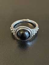 Vintage Black Onyx Silver Plated Woman Girl Daughter Ring Size 4.5 - £9.49 GBP