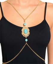 Wholesale Lot (10) Body Chains Necklaces Silver Gold Turquoise New! - £35.10 GBP