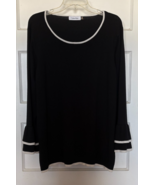 Calvin Klein Black Long Sleeve Sweater with White Accents Size 2X - $405.40 MXN