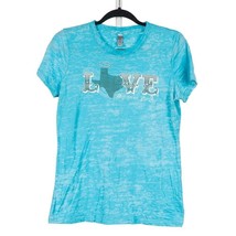 Texas Love Womens Tshirt XL Blue Short Sleeve Burnout Heaven on Earth Co... - £10.94 GBP