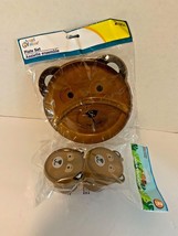 Angel of Mine 5 pc set Brown Bear Plastic 2 Snack 1 Spoon 2 Pk Divided P... - $9.90