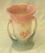 Hull Art Pottery Vase Art Deco Wild Flowers Doubled Handle W-3 Vintage 1940s USA - £27.24 GBP