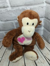 Ty Pluffies plush Lovesy monkey brown pink hearts Valentine&#39;s Day 2010 s... - $25.98