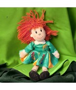 ALLIED Red Hair Cloth Doll Plush Irish Girl 12&quot; Green Satin Dress Trinit... - £5.50 GBP