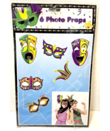 Photo Props Mardi Gras Halloween Party Mascaraed Paper Masks on Stick Pa... - £5.74 GBP