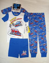 PAJohnies 4 Piece Sleepwear Pajama Racing Champ Set Boys 6 Shirt Shorts Pants - £12.57 GBP