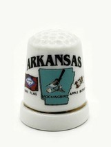 Ceramic State Mockingbird Apple Blossom Thimble Arkansas Souvenir Collec... - £9.10 GBP