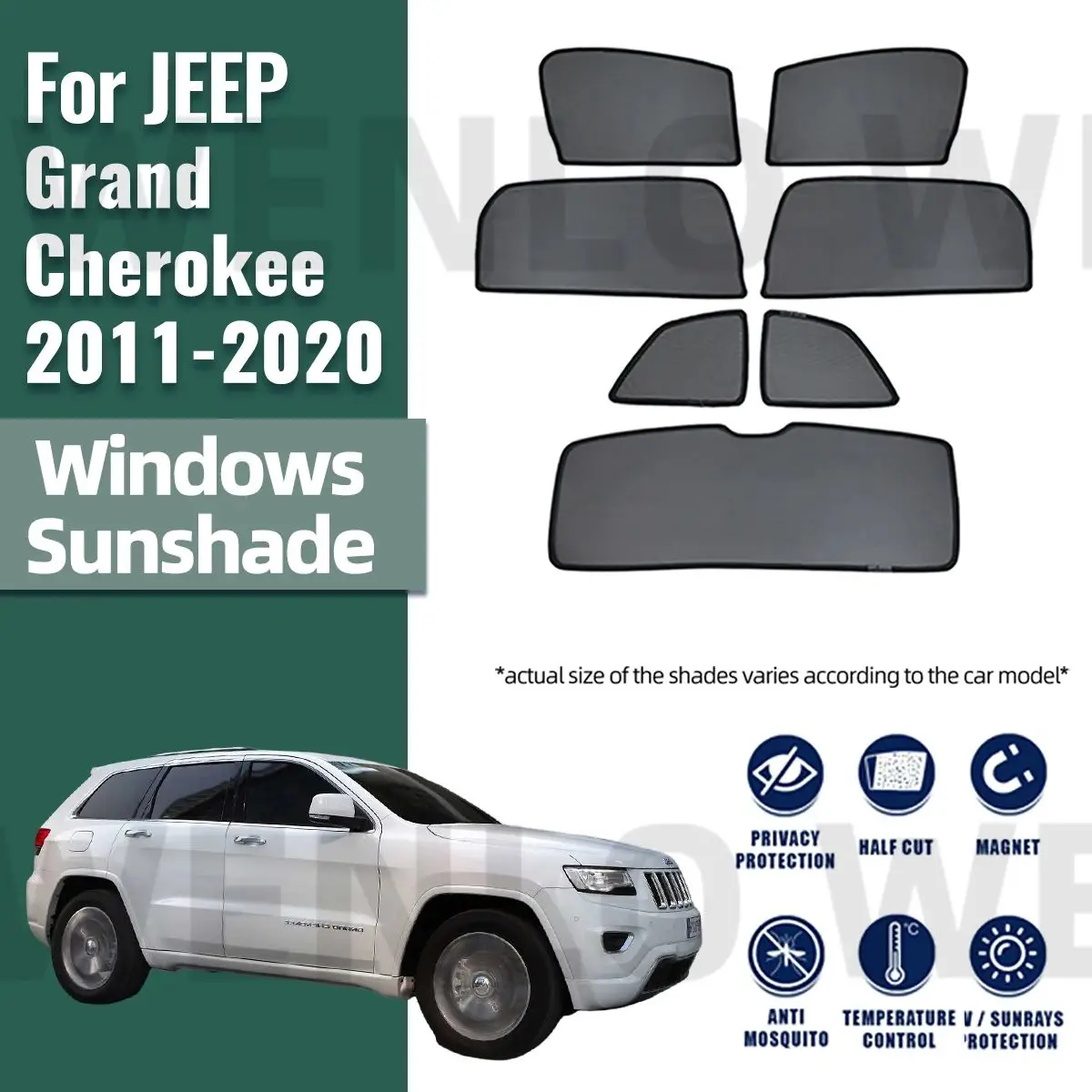 For JEEP Grand Cherokee WK2 2011-2020 Car Sunshade Front Windshield Magnetic - £30.47 GBP+