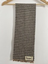 Vtg Highlands Brown Gray Check Wool Muffler Scarf Scotland 7.25x42 - £20.55 GBP