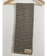 Vtg Highlands Brown Gray Check Wool Muffler Scarf Scotland 7.25x42 - £20.19 GBP