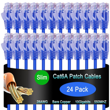 Cat6A Slim Ethernet Patch Cable 1 Ft (24 Pack), Cat6A Patch Cable for Data Cente - £23.16 GBP