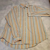 Men&#39;s Nautica Striped Shirt Size Large Blue Yellow Orange - £10.90 GBP