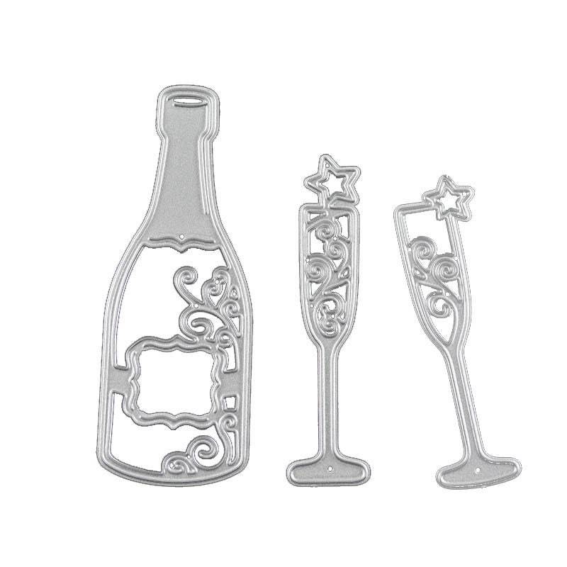 Champagne  bottle and cups Metal Cutting Die carbon steel Stencil for DIY  - $4.68