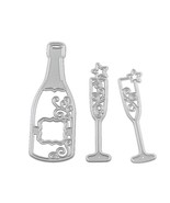 Champagne  bottle and cups Metal Cutting Die carbon steel Stencil for DIY  - $86.86 MXN
