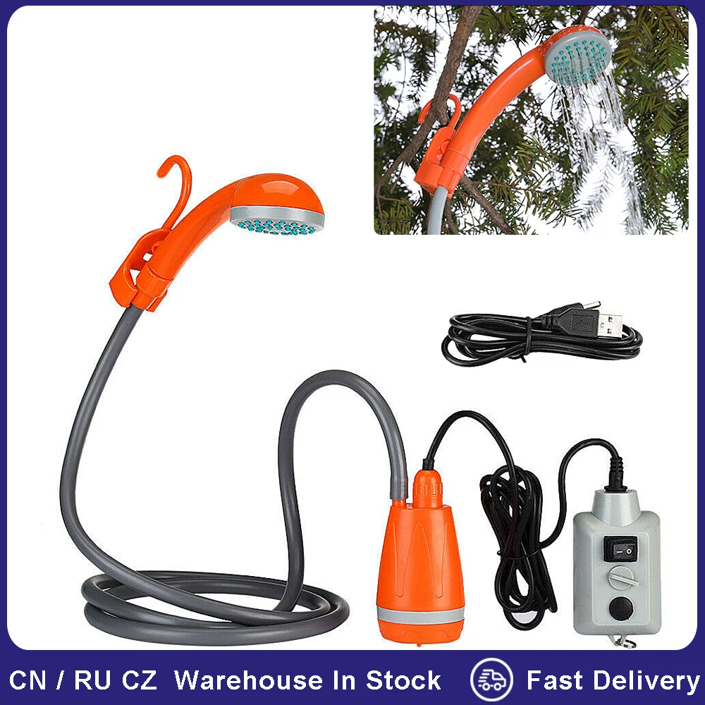 Portable Camping Shower Outdoor Camping Shower Pump Rechargeable Shower Head and - £19.37 GBP+