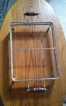 Wood Handle Silver Casserole Dish Platter Holder 13.5x10.5 - $19.99