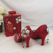 Open Toe Red crystal Peacock Party Dress Wedding shoes Bridal woman High heel pl - £166.06 GBP