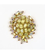 Crown Trifari Etoile Yellow Lava Glass Pin AB Rhinestone Mid-Century Bro... - €345,49 EUR