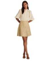 MSRP $495 Ralph Lauren Laser-Cut Skirt Pale Parchment Natural Size 12 - $93.30