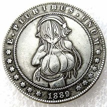 Rare Antique USA United States 1889 Morgan Dollar Sexy Girl Silver Color Coin - £22.30 GBP