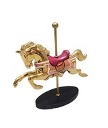 Franklin Mint Pink-Red Carousel Horse 24K Gold Plate Majestic Menagerie ... - $459.14 MXN
