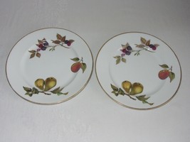 2 Royal Worcester Evesham Gold Salad Plates 8&quot; Vtg Pear Peach Berry England - £32.51 GBP