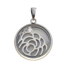 Floating Rose Charm Locket Necklace Womens Stainless Steel Jewelry Mothers Day - £15.97 GBP