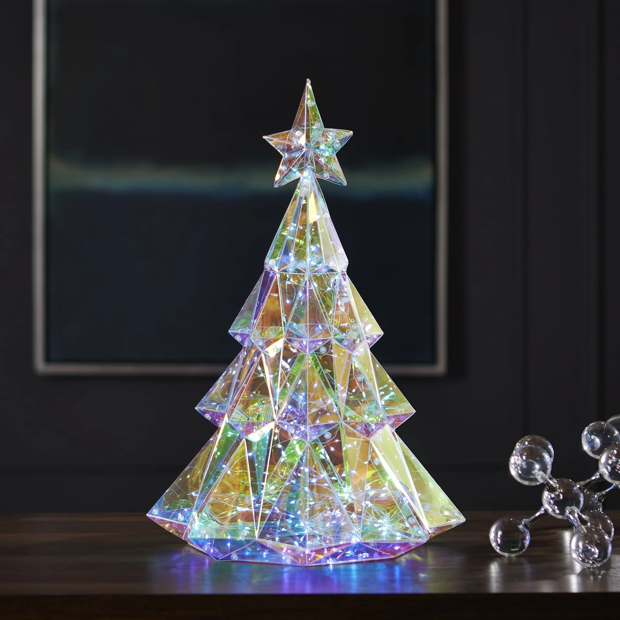 Christmas LED Lights - Prismatic Iridescent Diamond Christmas Tree 19" - £16.72 GBP