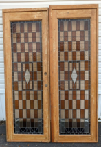 Pair of Antique French Stained Glass Doors Tall 95&quot;H x 32.5&quot;W Door Set - £2,282.05 GBP