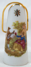 Miniature Limoges Water Pitcher Metal Handle Courting Couple &amp; Flowers - £20.74 GBP