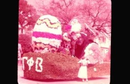 Students Working on a Gamma Phi Beta Parade Float Homemade Glass Slide - $19.78