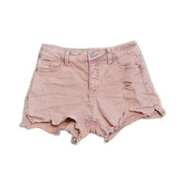 Time and Tru Denim Jean Shorts ~ Sz 4 ~ Tie Dye Pink ~ High Rise ~ 3&quot; In... - $17.09