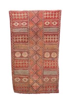 Vintage Moroccan rug, Vintage Wool Berber carpet with red color, Brown Vintage c - £623.49 GBP