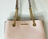 New Michael Kors Teagan Large Long Drop Satchel Pebble Leather Bag Powde... - $123.41