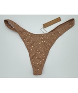 SKIMS Kim Kardashian Sparkle Thong Swarovski Crystal Sienna Brown Women&#39;... - $47.80 CAD