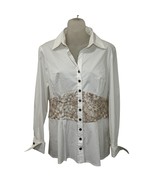 $375 Finley Women&#39;s White Blouse with Crochet Lace waist size S NWT - £50.36 GBP