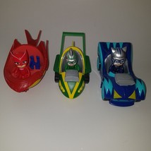 3 PJ Masks Turbo Blast Racers Owlette Catboy Gekko Character Figures Vehicle Lot - £19.82 GBP