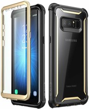 Case With Built-in Screen Protector For Samsung Galaxy Note 8 Black Gold NEW - £36.94 GBP