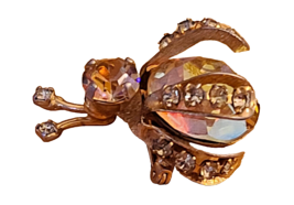 Warner Aroura Borealis Crystal Bee Beetle Lady Bug Brooch Pin Gold Tone 1.25&quot; - £16.25 GBP