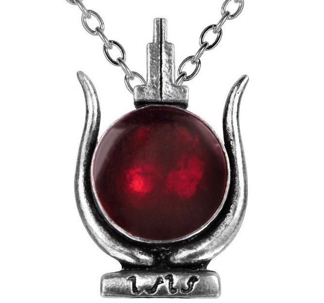 Cult of Aset Pendant Egyptan Horned Red Sun Disc Horus Alchemy Gothic P233 Pagan - $24.95