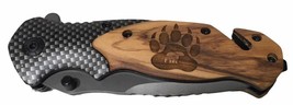Handmade Bear Paw Engraved 8&quot; Blade Folding Pocket Knife Custom Design - $36.62