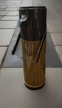 Aladdin&#39;s Pump A Drink Thermos P150 Woodgrain &amp; Brown 1 Qt Used Vtg Jl Steel Cle - £23.70 GBP