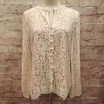 Rachel Zoe Ivory Button Up Blouse Floral Lace Small NEW Nude Bodice Lining - £23.50 GBP
