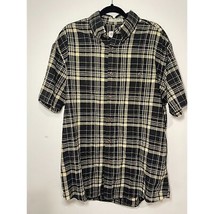 Mens Orvis Short Sleeve Button Down Black and Yellow Checkers Size L - £13.09 GBP