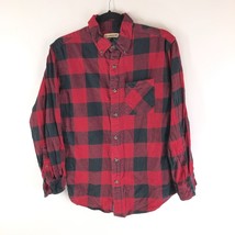 Magellan Mens Cotton Long Sleeve Pocket Classic Fit Flannel Shirt Plaid Red S - £7.65 GBP