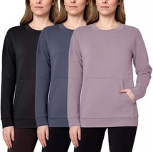 Mondetta Soft Fleece Kangaroo Pocket Crewneck Top Casual Active Sweatshirt - £22.39 GBP