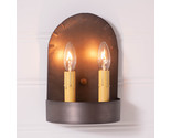 Metal Wall Fixture Short 2-light Colonial Electric Candle Tin Sconce Mad... - $69.95